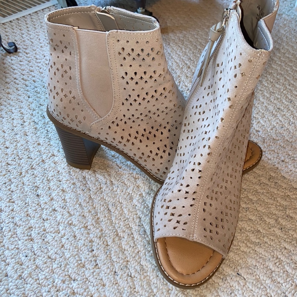 Dr Scholl’s Peyton Taupe Open Toe Heeled Bootie